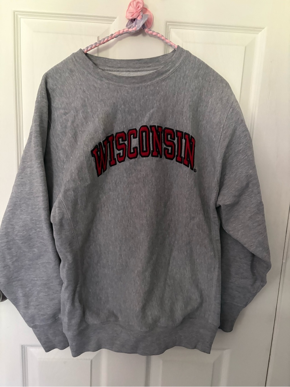 Steve & Barry's Gray Crewneck Sweatshirt with Red Wisconsin Logo